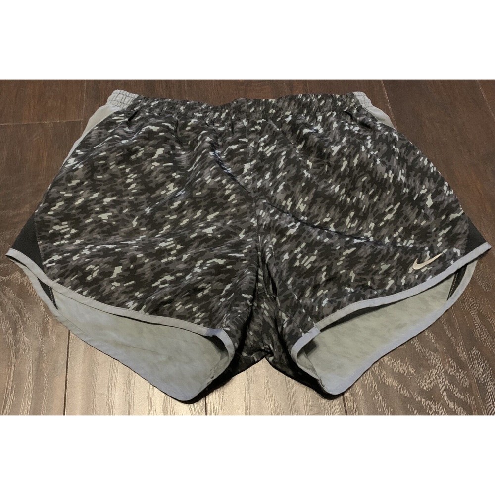 NIKE S Small 10K Black Print Running Workout Shorts Built In Panty EUC